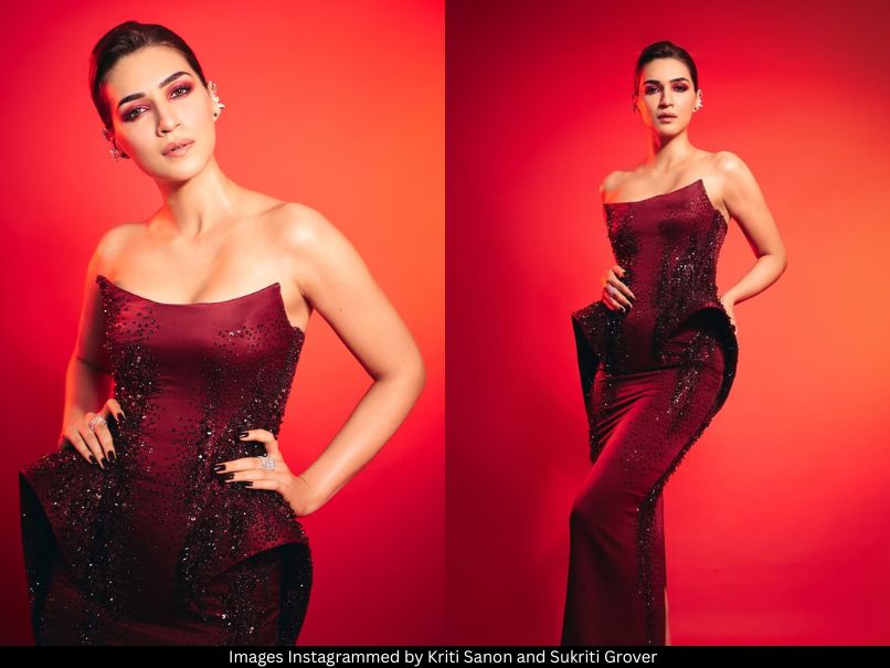 Kriti Sanon Brings Friday Fire In Glamorous Bordeaux Peplum Gown. See